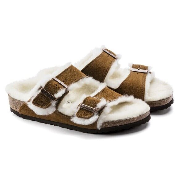New Birckenstock Arizona Shearling Suede Leather womens sz euro 38 - Narrow